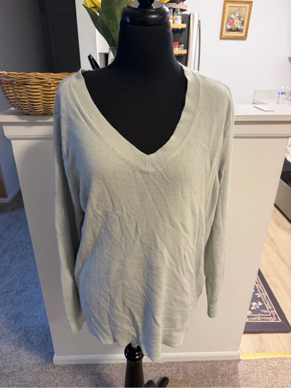 croft & barrow Light Sage V-Neck Sweater